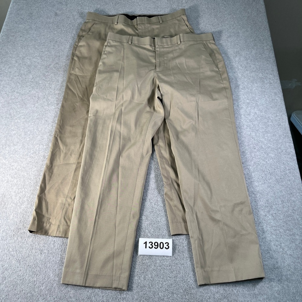 Perry Ellis Chino Pants Mens 36x30 Beige Flex Stretch Flat Front Lot of 2